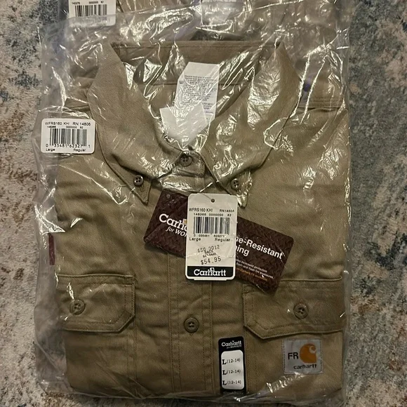 WOMEN'S FLAME RESISTANT twill long sleeve shirt Khaki - Picture 2 of 8